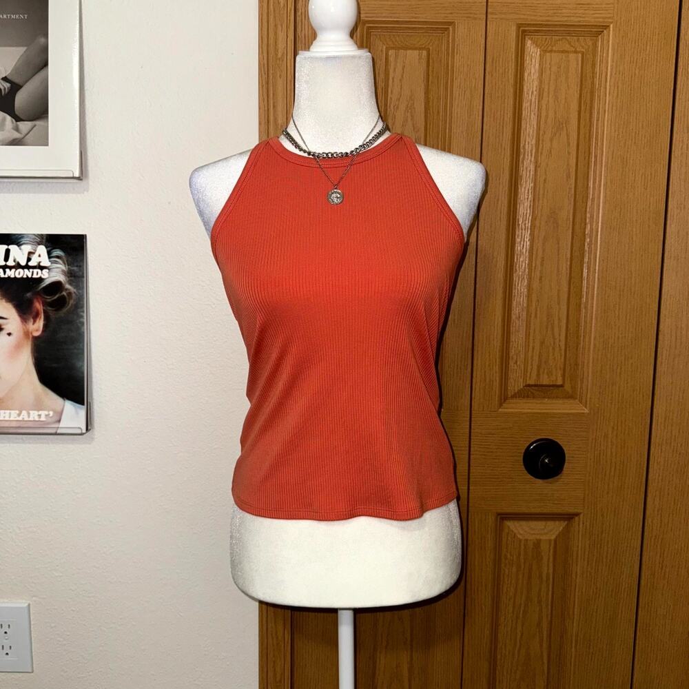 Richer Poorer Tank Top Women's XS Orange Ribbed Knit Sleeveless Racerback